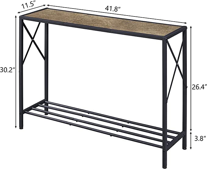 Generic Indian Decor XL4212 Console Table Industrial entryway Table Narrow Sofa Table with Shelves Entrance Table for Entryway Hallway Living Room Foyer Corridor Office Grey Black  - Image 3