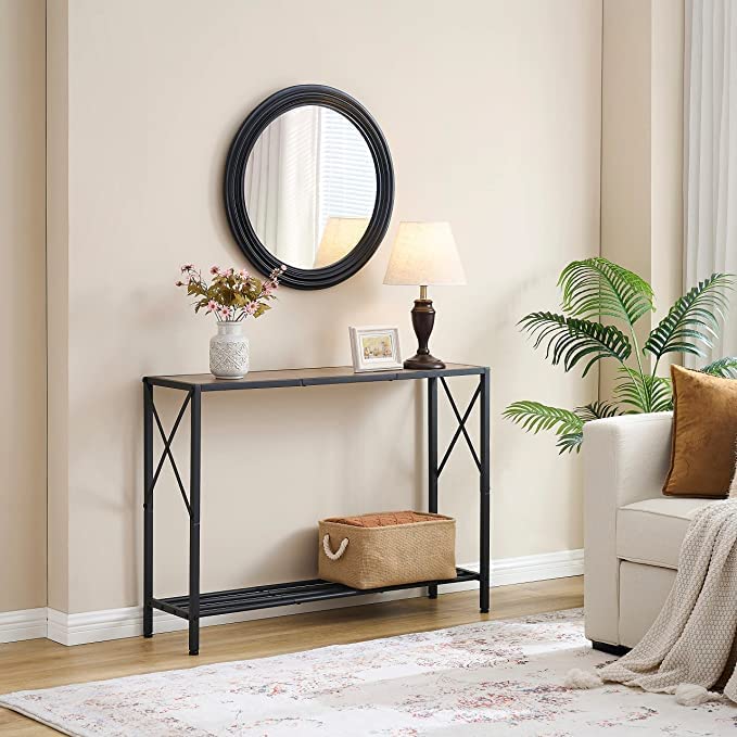 Generic Indian Decor XL4212 Console Table Industrial entryway Table Narrow Sofa Table with Shelves Entrance Table for Entryway Hallway Living Room Foyer Corridor Office Grey Black  - Image 4