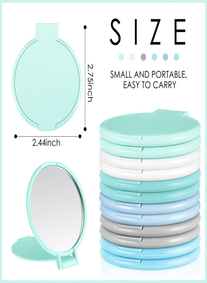 Jetec 12 Pieces Compact Mirrors Bulk Gifts Mini Vintage Pocket Mirrors for Purse Small Portable Folding Round Makeup Stuffs for Travel Daily Use Party Favors Women (Fresh Colors) - Image 2