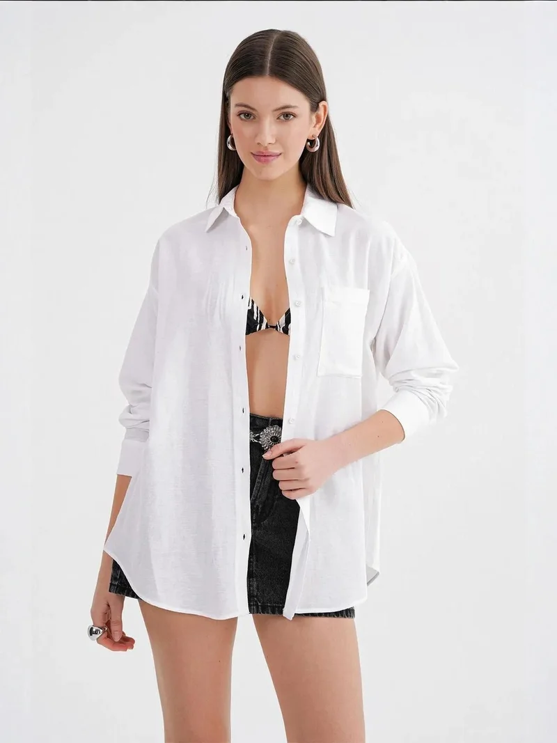 MixRay Mixray Oversize Linen Blend Shirt