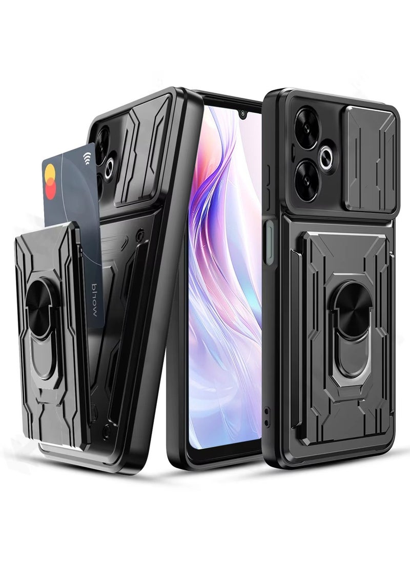 Techie Xiaomi Redmi 13C 5G Slide Armor Case with 360° Ring, Magnetic Stand, Card Holder, Camera Shield & Mil-Grade Drop Protection  - Image 1
