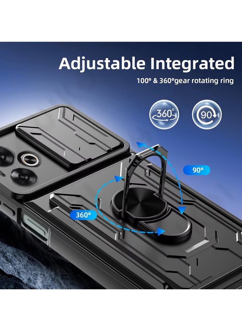 Techie Xiaomi Redmi 13C 5G Slide Armor Case with 360° Ring, Magnetic Stand, Card Holder, Camera Shield & Mil-Grade Drop Protection  - Image 4