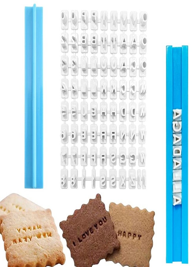 alladaga Pack of 72 Alphabet Number Letter Cookie Stamp Set Biscuit Fondant Decorating Baking Impress Mould - Image 1