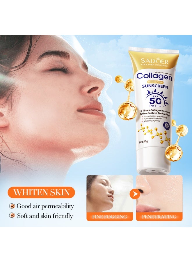 SADOER Collagen Brightening Sunscreen SPF 50+ PA+++ | Anti-aging Sunscreen, suitable for all skin types (40 g) - Image 4