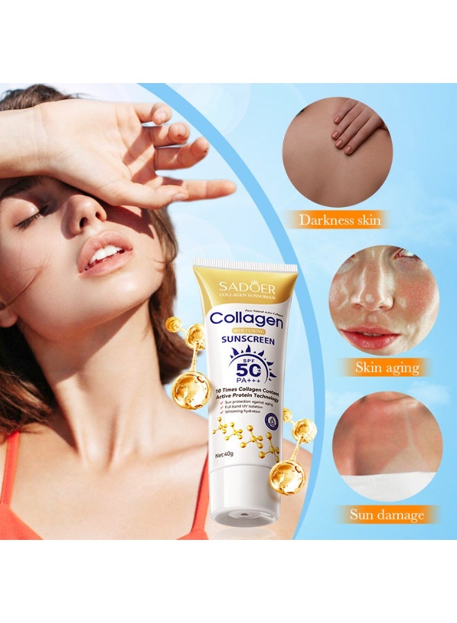 SADOER Collagen Brightening Sunscreen SPF 50+ PA+++ | Anti-aging Sunscreen, suitable for all skin types (40 g) - Image 2