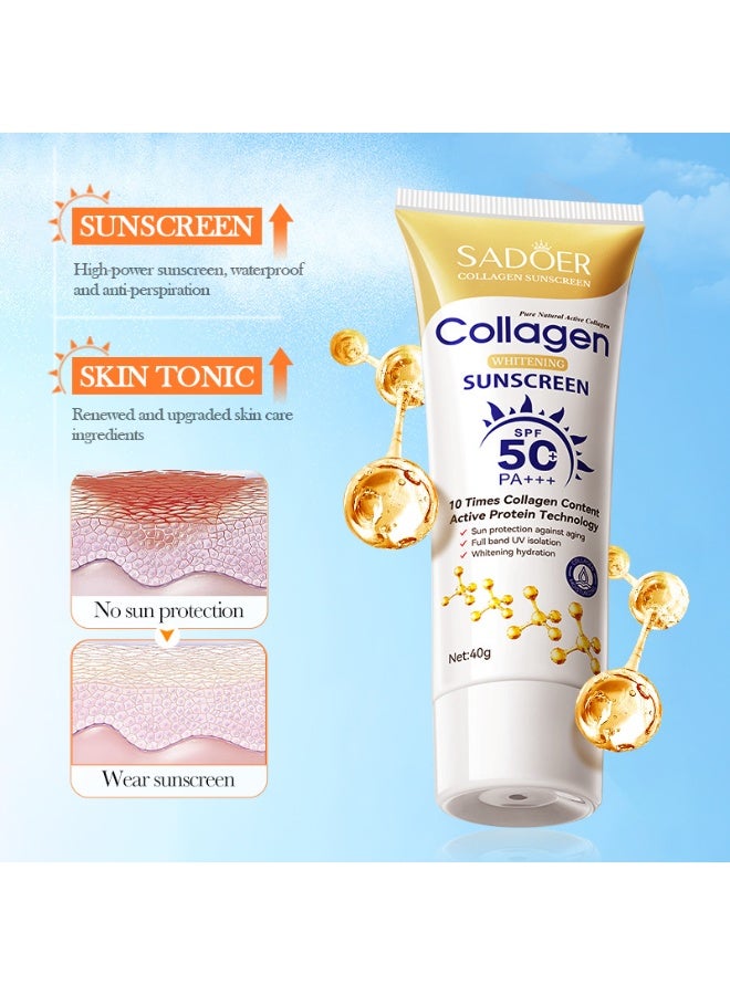 SADOER Collagen Brightening Sunscreen SPF 50+ PA+++ | Anti-aging Sunscreen, suitable for all skin types (40 g) - Image 3