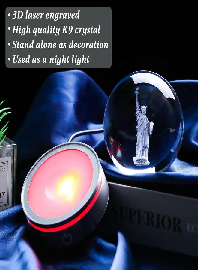 Movdyka 3D Crystal Ball Statue of Liberty Figurine New York City Souvenirs Gifts for Women Men Friends, Laser Etched Liberty Statue Ornaments Model with Light Base, USA Souvenir Decor NYC Gifts - Image 3