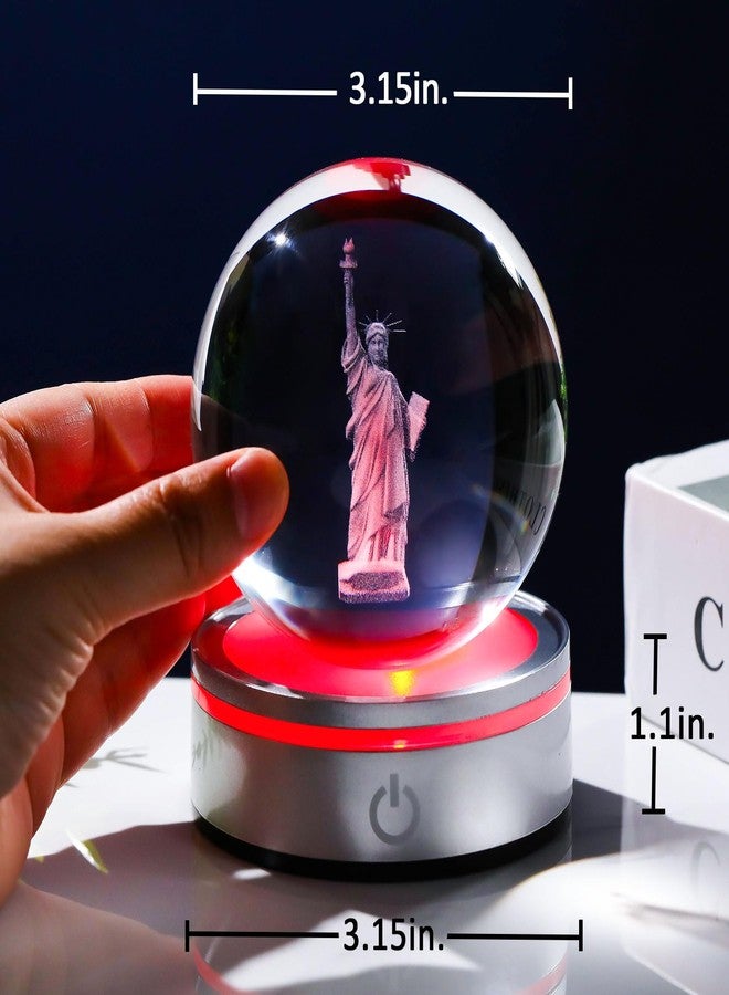 Movdyka 3D Crystal Ball Statue of Liberty Figurine New York City Souvenirs Gifts for Women Men Friends, Laser Etched Liberty Statue Ornaments Model with Light Base, USA Souvenir Decor NYC Gifts - Image 4