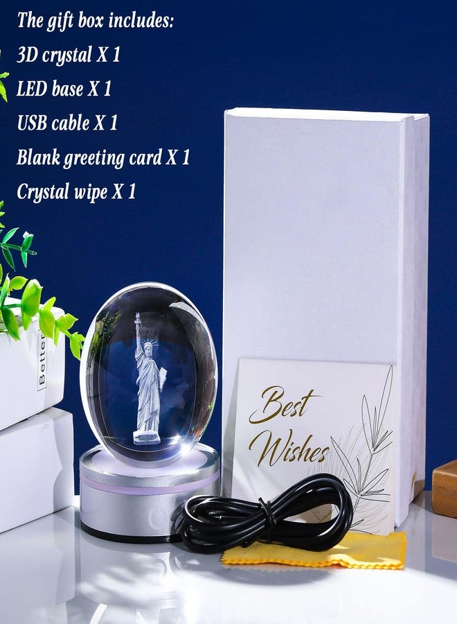 Movdyka 3D Crystal Ball Statue of Liberty Figurine New York City Souvenirs Gifts for Women Men Friends, Laser Etched Liberty Statue Ornaments Model with Light Base, USA Souvenir Decor NYC Gifts - Image 5