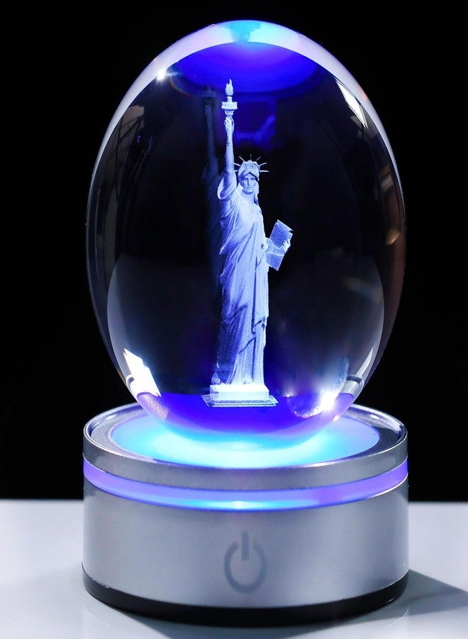 Movdyka 3D Crystal Ball Statue of Liberty Figurine New York City Souvenirs Gifts for Women Men Friends, Laser Etched Liberty Statue Ornaments Model with Light Base, USA Souvenir Decor NYC Gifts - Image 1