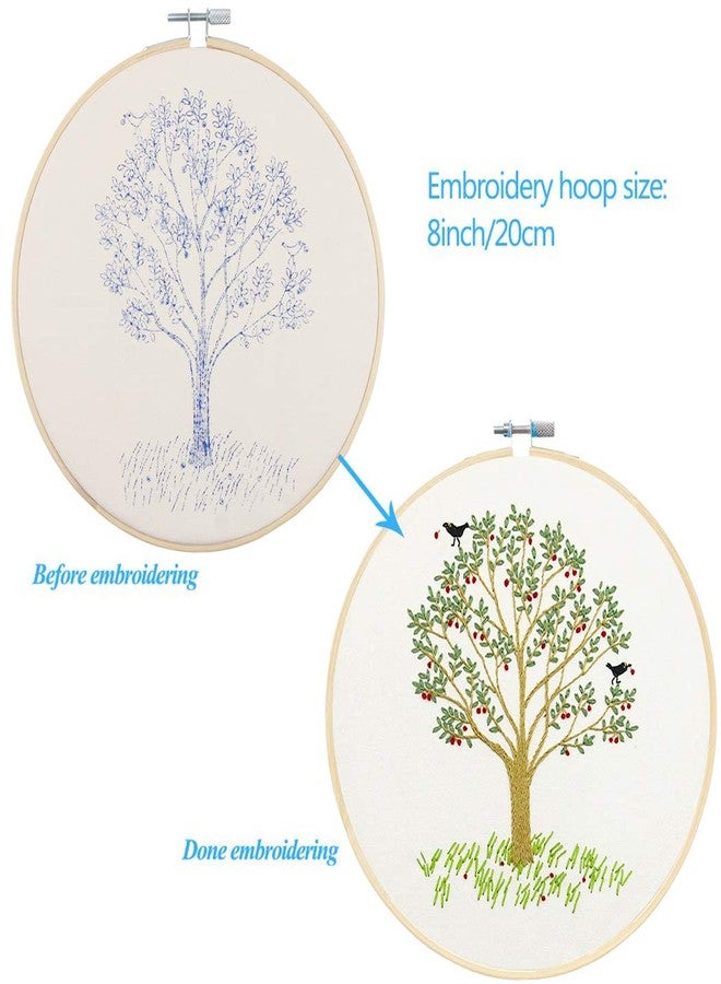 Kissbuty Full Range of Embroidery Starter Kit with Pattern, Kissbuty Cross Stitch Kit Including Embroidery Cloth with Plant Pattern, Bamboo Embroidery Hoop, Color Threads and Tools Kit (Embroidery Kit-19) - Image 2