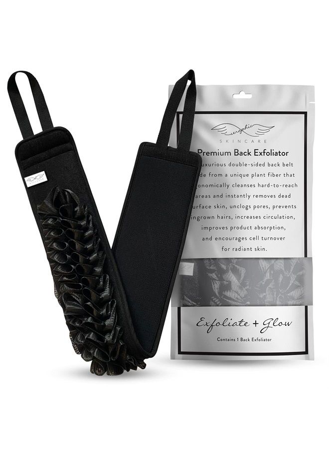Seraphic Skincare Seraphic Skincare Premium Exfoliating Back Scrubber - Double-Sided Back Exfoliator for Shower, Bath Scrubber with Strap Handle - Deep Clean Body Washing, Bacne Prevention - Image 1