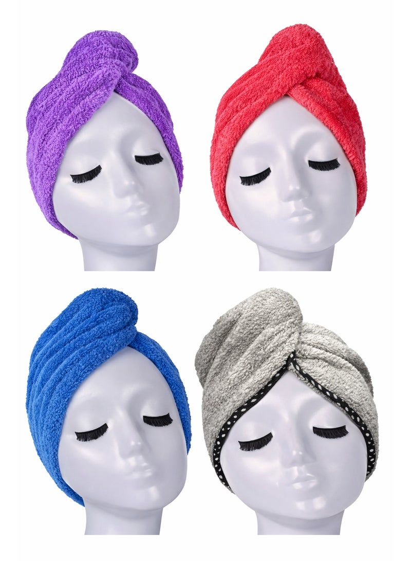 Microfiber Hair Drying Towel Wrap – Quick Dry, Super Absorbent & Lightweight-4 PIECE - Image 1