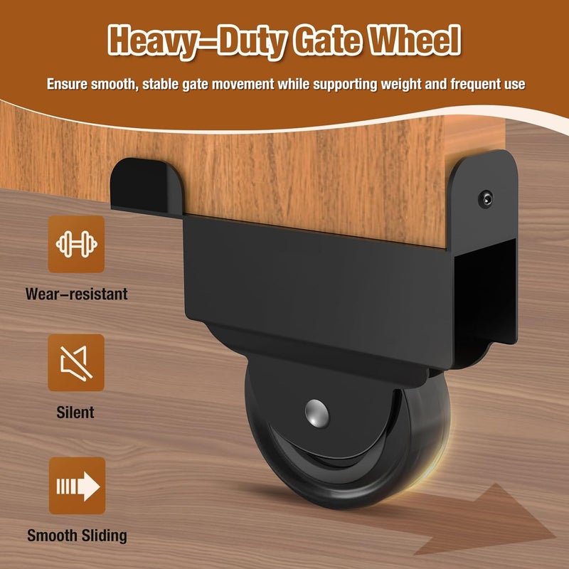 SDSNTE Sliding Gate KitHeavy Duty Sliding Gate Hardware for Smooth Secure Gate Operation  Easy Installation Black - Image 5
