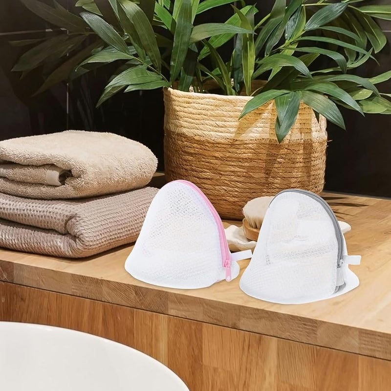 4Pcs White Mesh Bra Laundry Bags with Zipper Reusable Garment Organizer for Delicates - Image 5