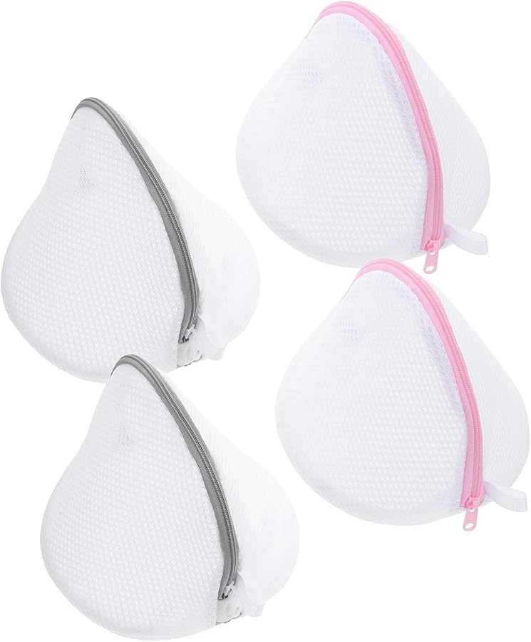 4Pcs White Mesh Bra Laundry Bags with Zipper Reusable Garment Organizer for Delicates - Image 1