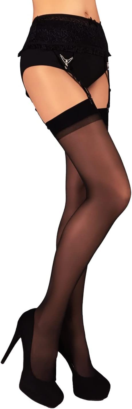 NEOBABY Women's Thigh High Length Stockings Nylon Socks for Girls & Women's (Skin & Black, Pack of 2) - Image 3