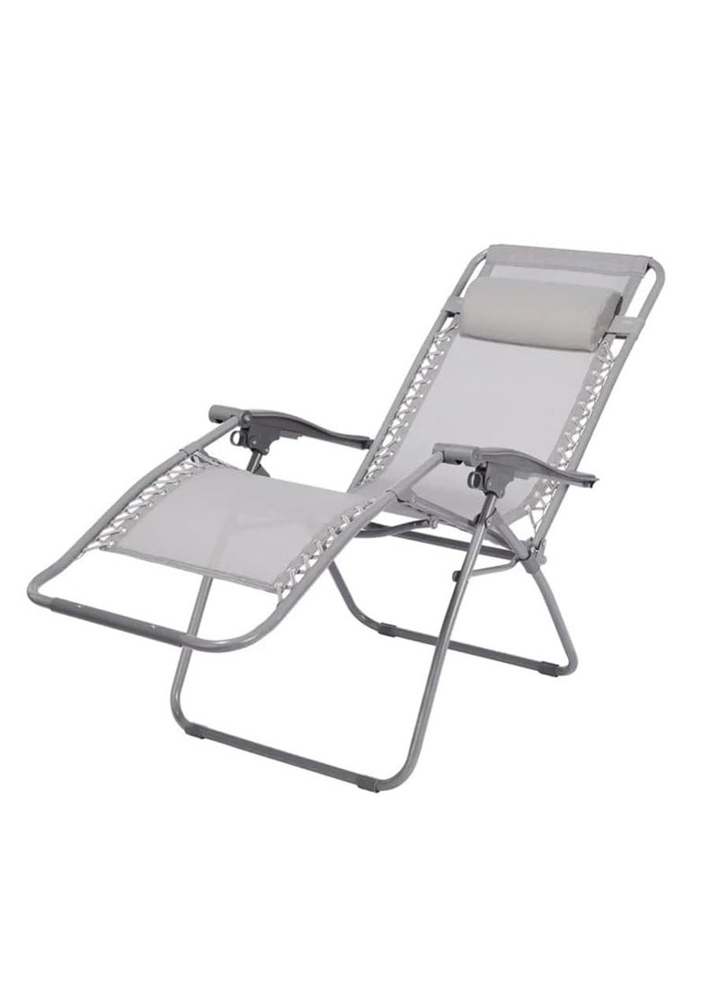 Patio Chaise Lounges Chair gravity chair with adjustable backrest and footrest Grey Sunlounger for Poolside Backyard and Beach
