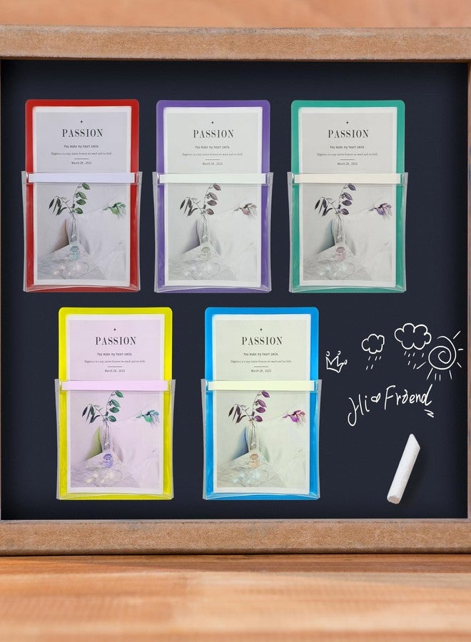 Caeuiciw 5 Pcs Magnetic Pocket, Self-Adhesive Magnetic Storage Pouch for Documents, Magnetic Pockets for Classroom Notes & Tools, Strong Magnet Backing for Fridge, Whiteboards, and Metal Surfaces, Assorted Col - Image 4