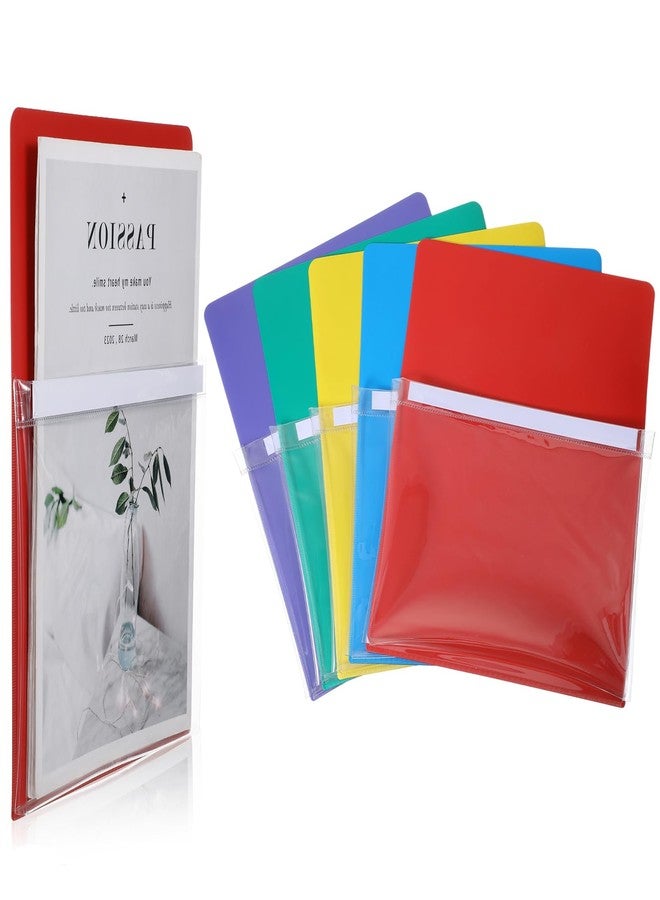 Caeuiciw 5 Pcs Magnetic Pocket, Self-Adhesive Magnetic Storage Pouch for Documents, Magnetic Pockets for Classroom Notes & Tools, Strong Magnet Backing for Fridge, Whiteboards, and Metal Surfaces, Assorted Col - Image 1