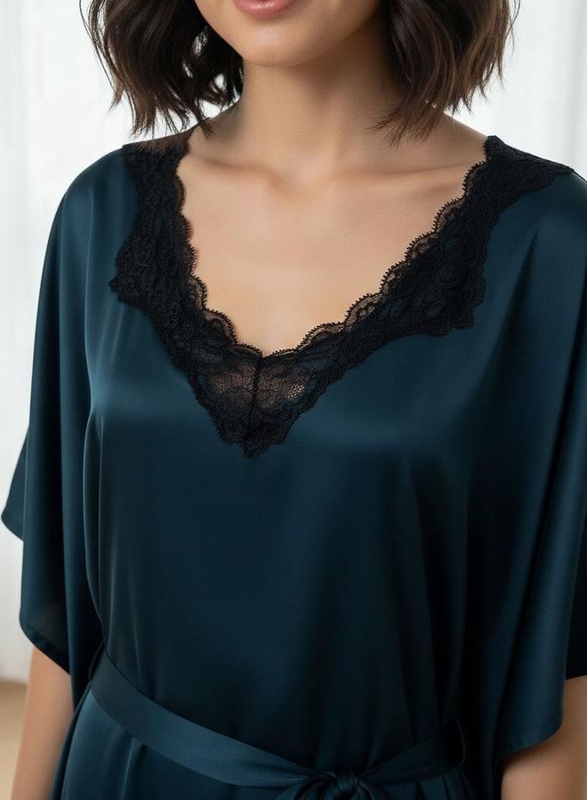 Aadaraya Adaraya Night Dress Short Sleeve With Belt - Image 4