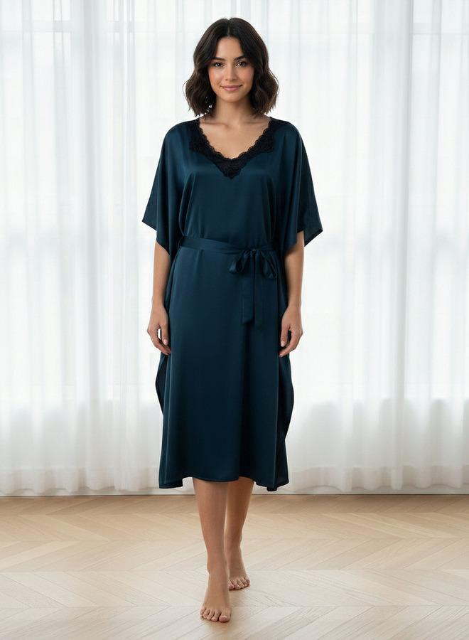 Aadaraya Adaraya Night Dress Short Sleeve With Belt - Image 1