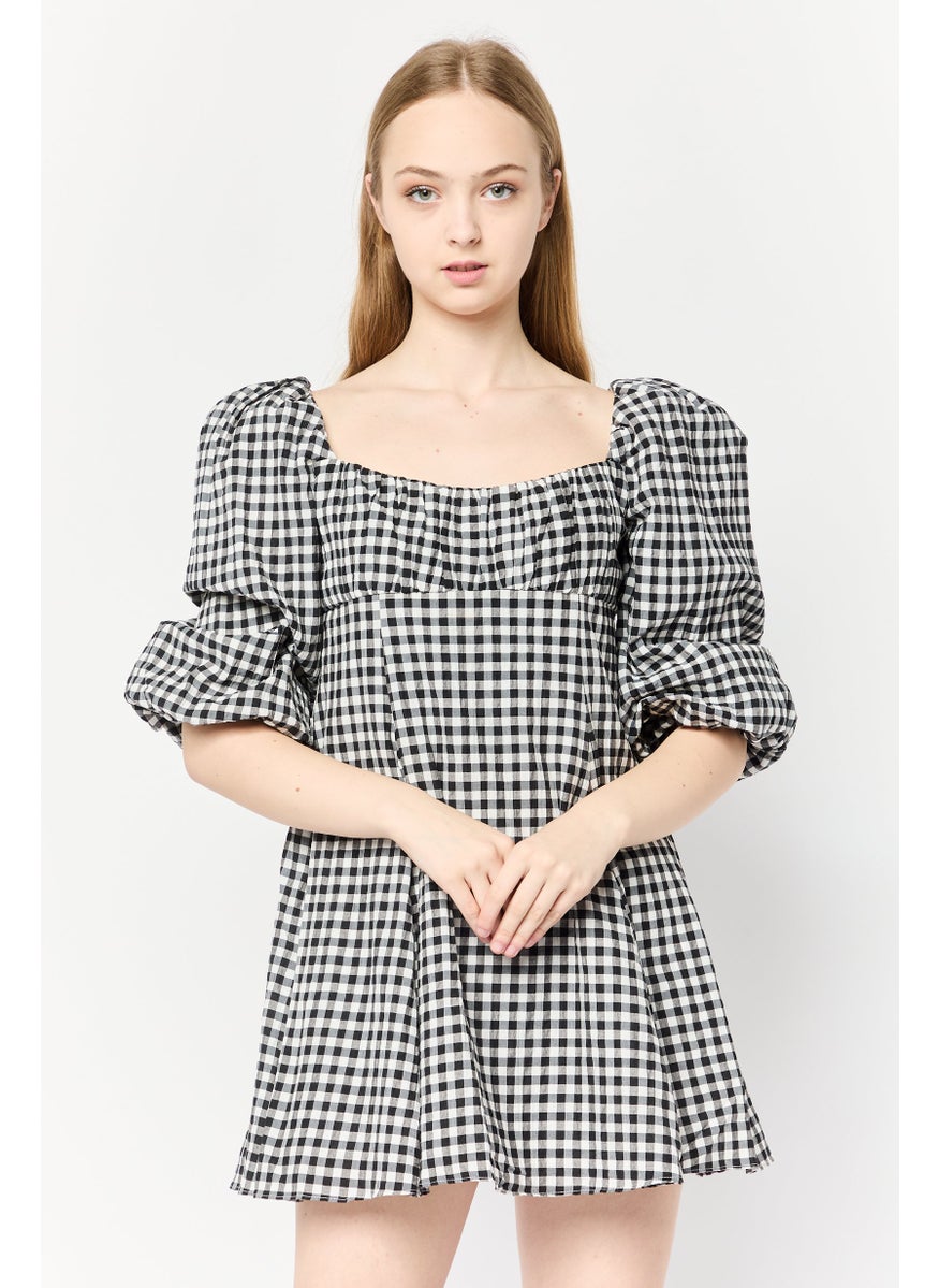 forever new Women Petite Gingham Mini Dress, Multicolor  - Image 1