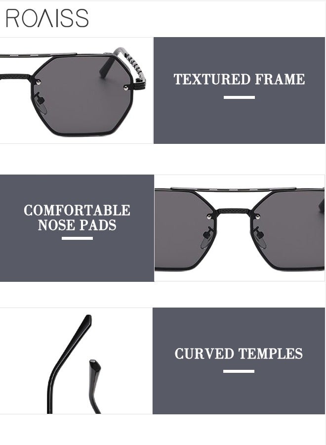 رويس نظارة شمسية مثمنة للرجال والنساء، نظارة الشمس الواقية من الأشعة فوق البنفسجية 400، ظلال شمس كلاسيكية عصرية مضادة للوهج مع الحافظة للحفلات والتسوق والسفر، 58 مم، مع عدسات رمادية - Image 4