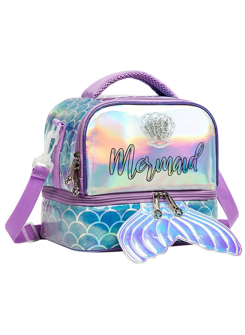 Eazy Kids Bottle, Lunch Bag, Detachable And Adjustable Shoulder Strap - Mermaid Purple  - Image 1