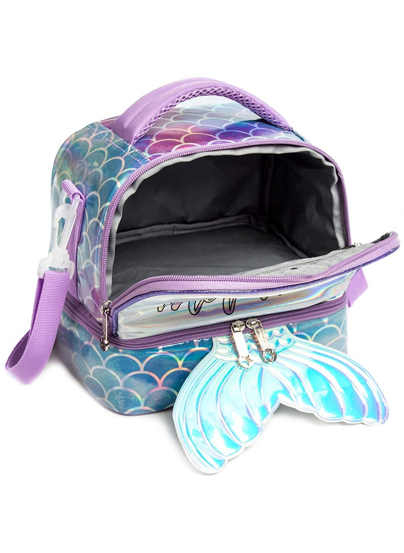 Eazy Kids Bottle, Lunch Bag, Detachable And Adjustable Shoulder Strap - Mermaid Purple  - Image 2