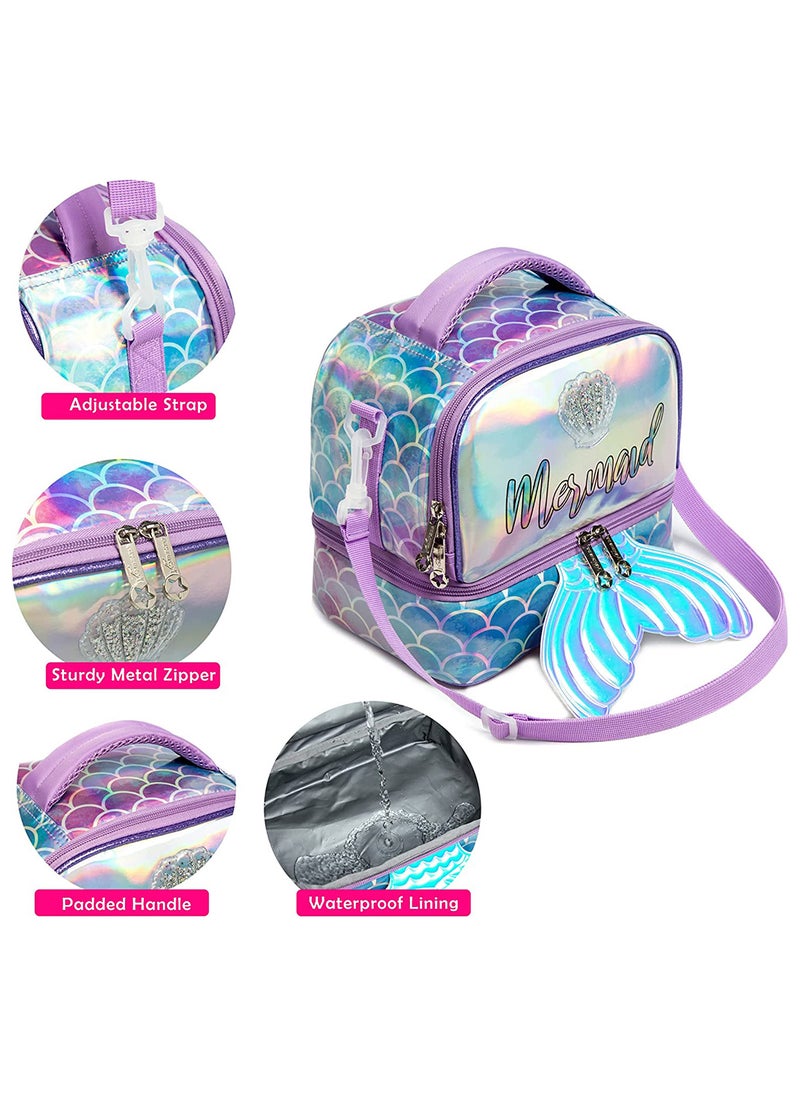 Eazy Kids Bottle, Lunch Bag, Detachable And Adjustable Shoulder Strap - Mermaid Purple  - Image 3