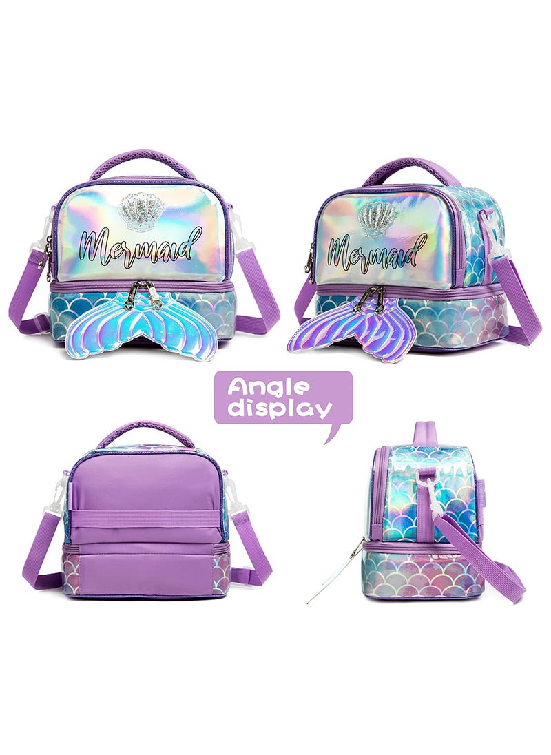 Eazy Kids Bottle, Lunch Bag, Detachable And Adjustable Shoulder Strap - Mermaid Purple  - Image 4