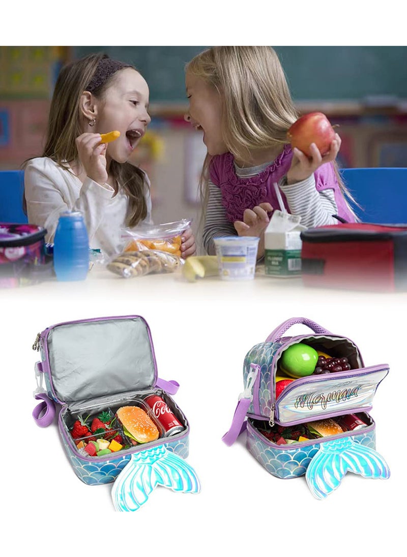 Eazy Kids Bottle, Lunch Bag, Detachable And Adjustable Shoulder Strap - Mermaid Purple  - Image 5