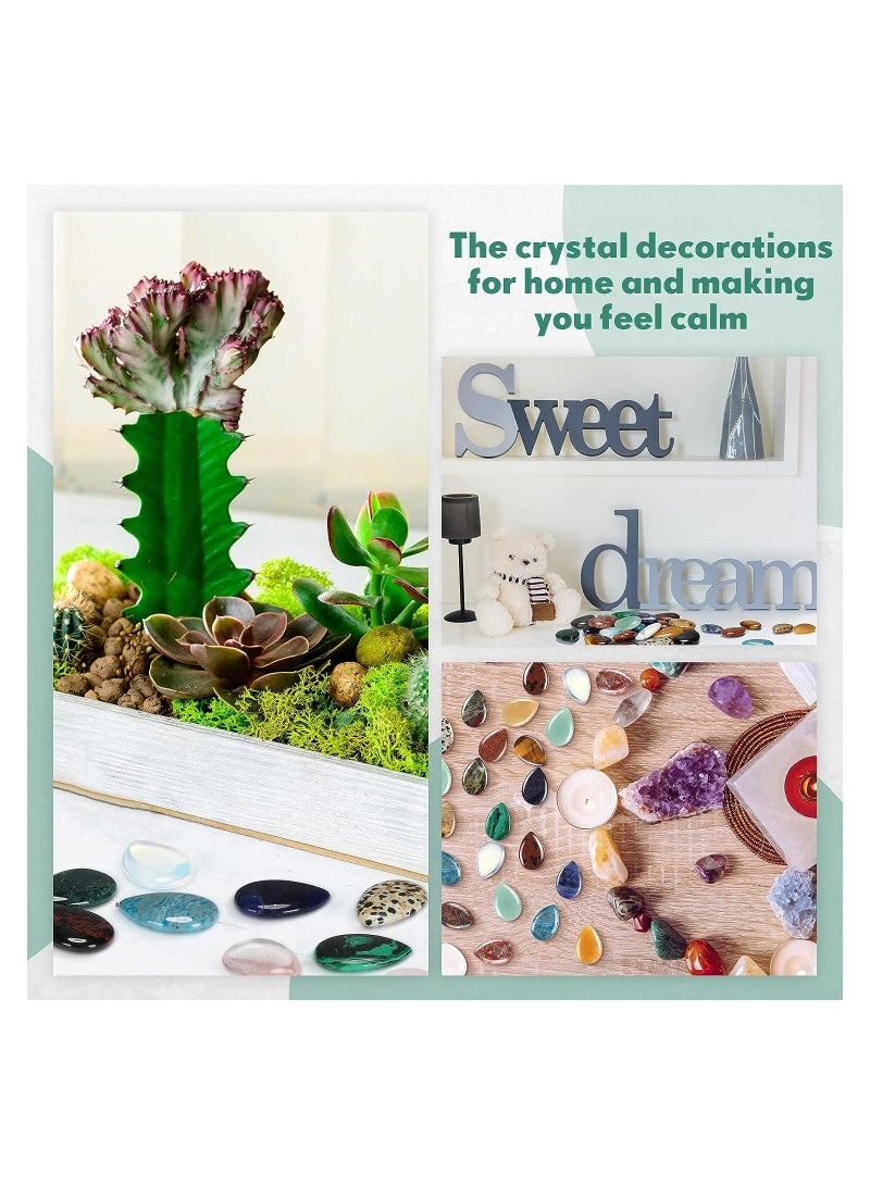 Y&D 30 Pieces Worry Stones for Anxiety Teardrop Crystal Bulk 0.9 Inch Waterdrop Gemstone Thumb Healing Stress Pocket Stone Pendants Decor Witchcraft DIY Meditation (Color Random)  - Image 3