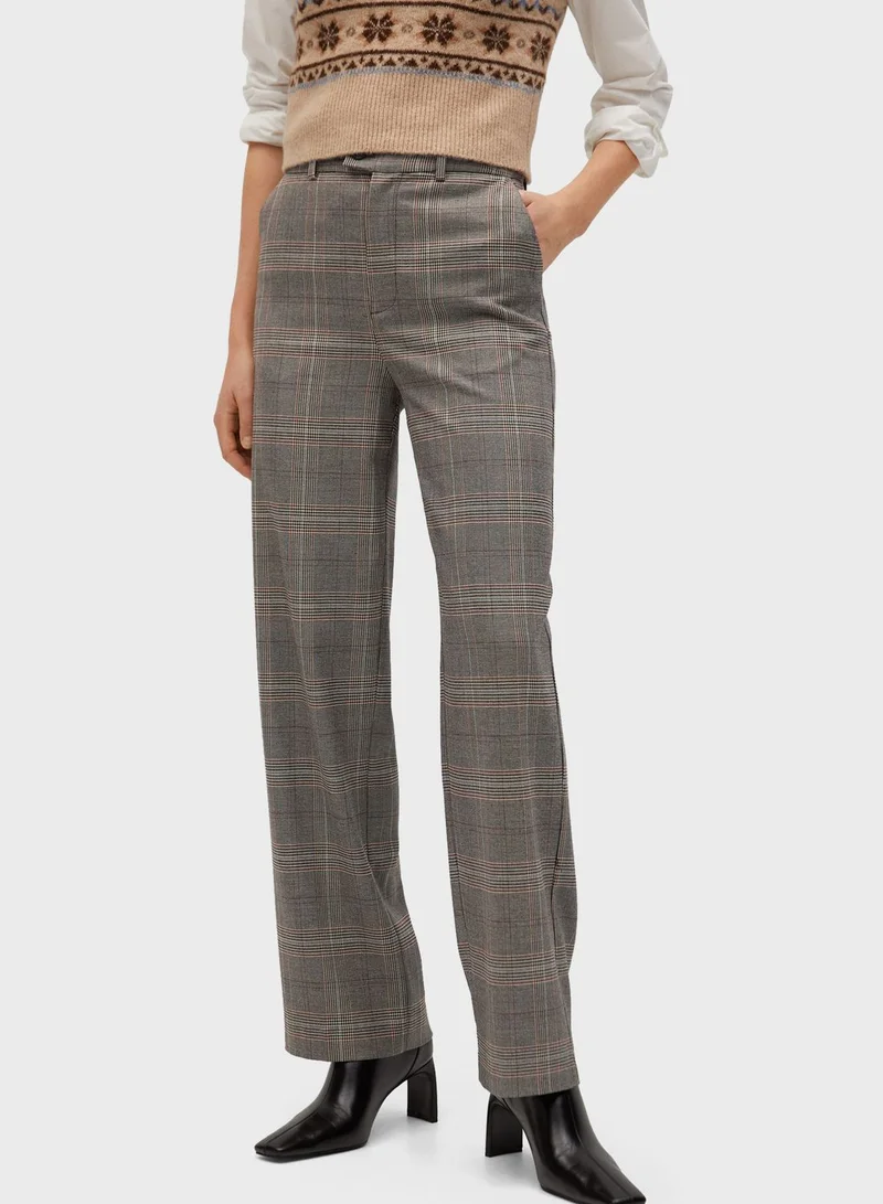 MANGO Checked Straight Pants
