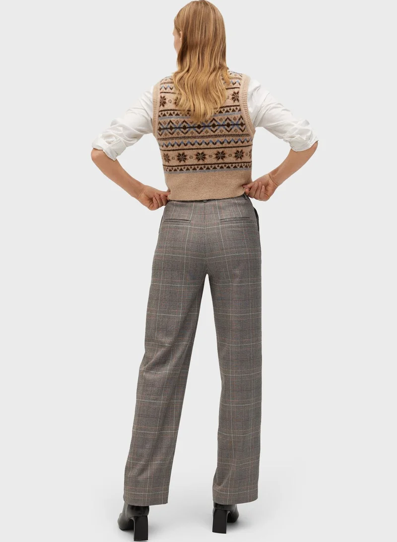 MANGO Checked Straight Pants