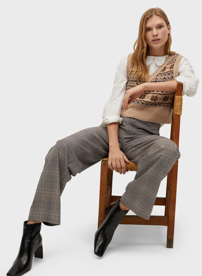 MANGO Checked Straight Pants