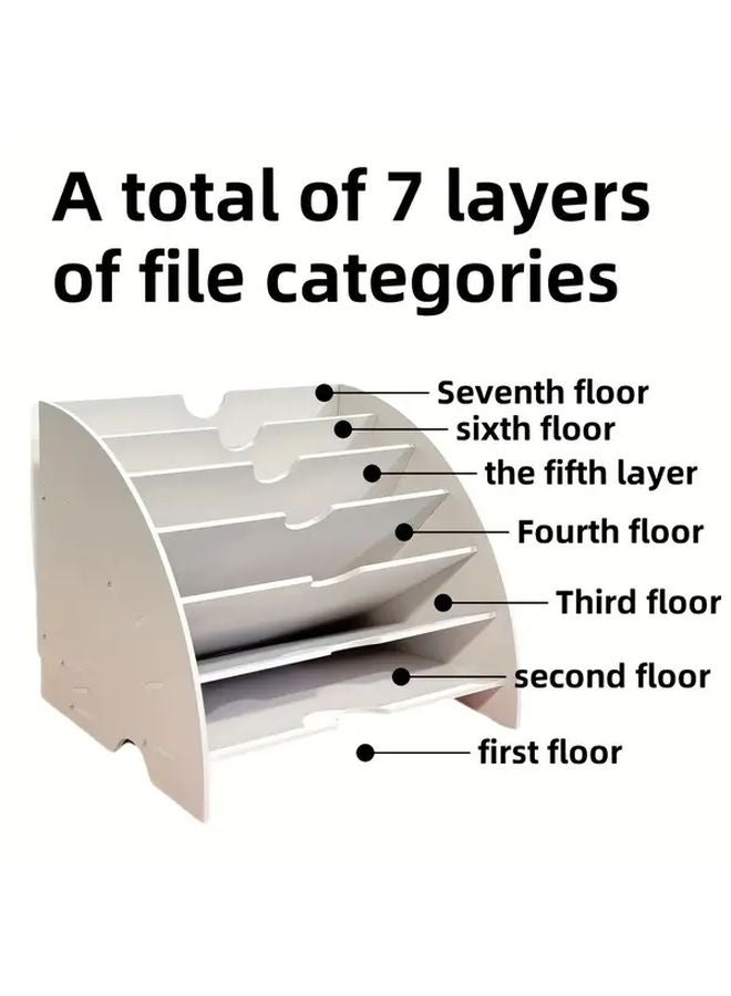 Fan Shaped 7 Layer Desktop Organizer With A4 File Storage Modern Nordic Style - Image 5