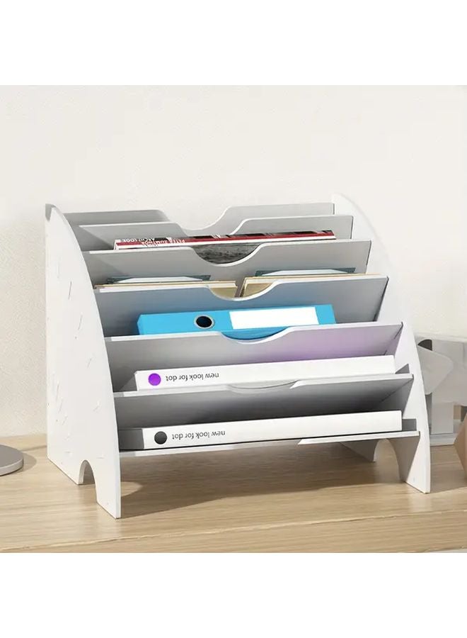Fan Shaped 7 Layer Desktop Organizer With A4 File Storage Modern Nordic Style - Image 4
