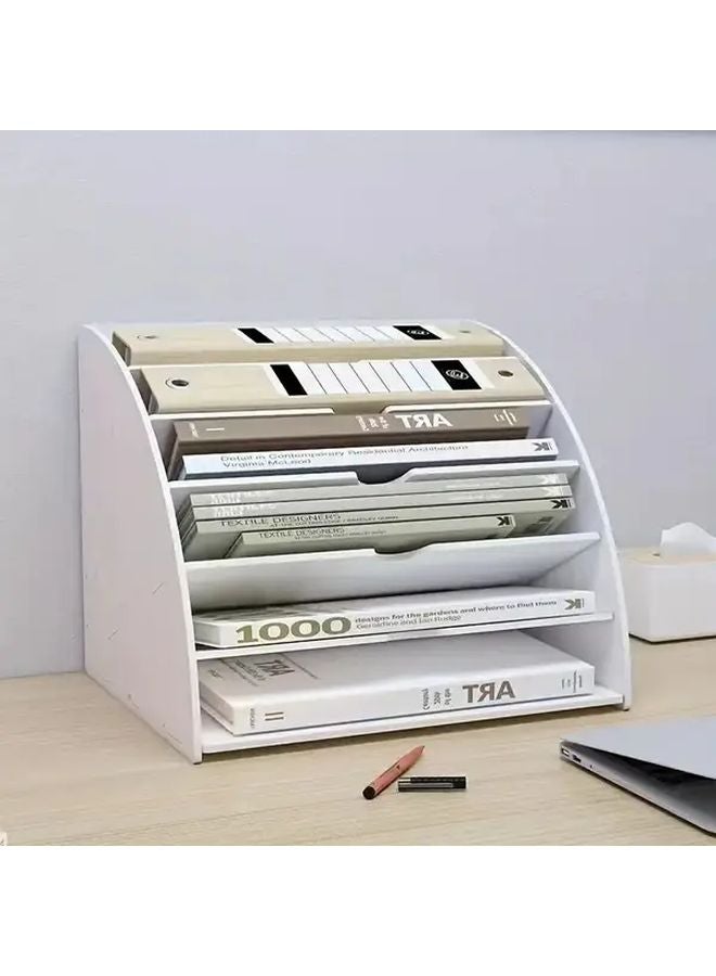 Fan Shaped 7 Layer Desktop Organizer With A4 File Storage Modern Nordic Style - Image 2