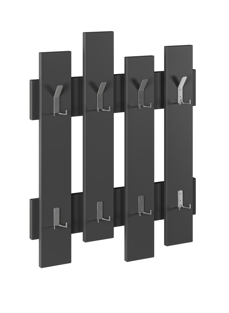 Mourah Mourah Home Wave Coat Hanger - Wall Mounted Coat Rack - Organizer with 8 Dual Hooks - Space-Saving Hanging Storage for Coats, Hats, Bags & Scarves - 4x81x64 CM - Grey - Image 3