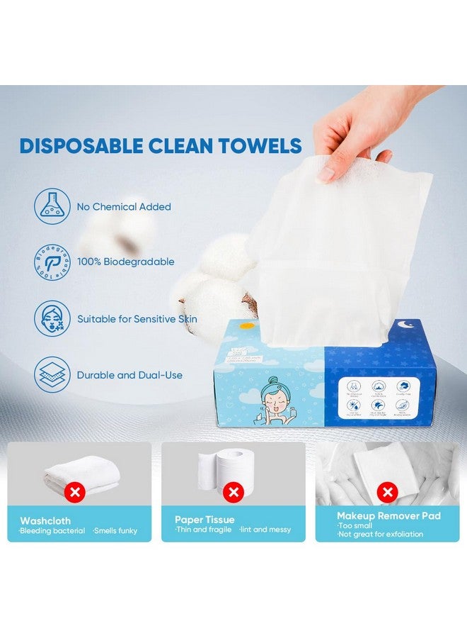 Orighty Righty Disposable Face Towel Biodegradable Clean Facial Towels Super Soft Makeup Remover Wipes Absorbent Facial Wash Cloth For Makeup Removing Facial Cleansing Nursing Outdoor 100 Ct 1 Pack - Image 3