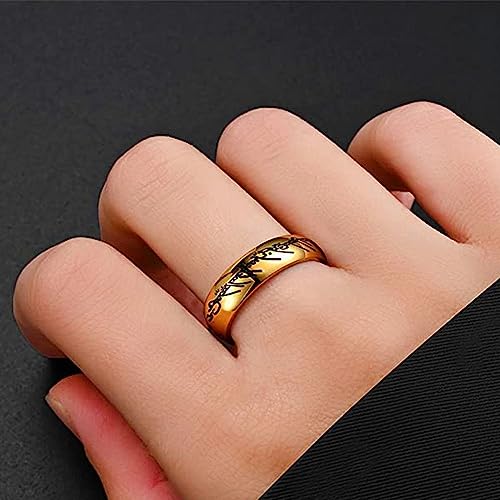 HJYZY 3 pcs L. of The Ring Necklace Engraved Gold Plated Stainless Steel Ring Arvven star Necklace - Image 3