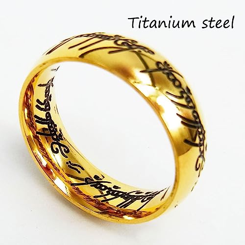 HJYZY 3 pcs L. of The Ring Necklace Engraved Gold Plated Stainless Steel Ring Arvven star Necklace - Image 2