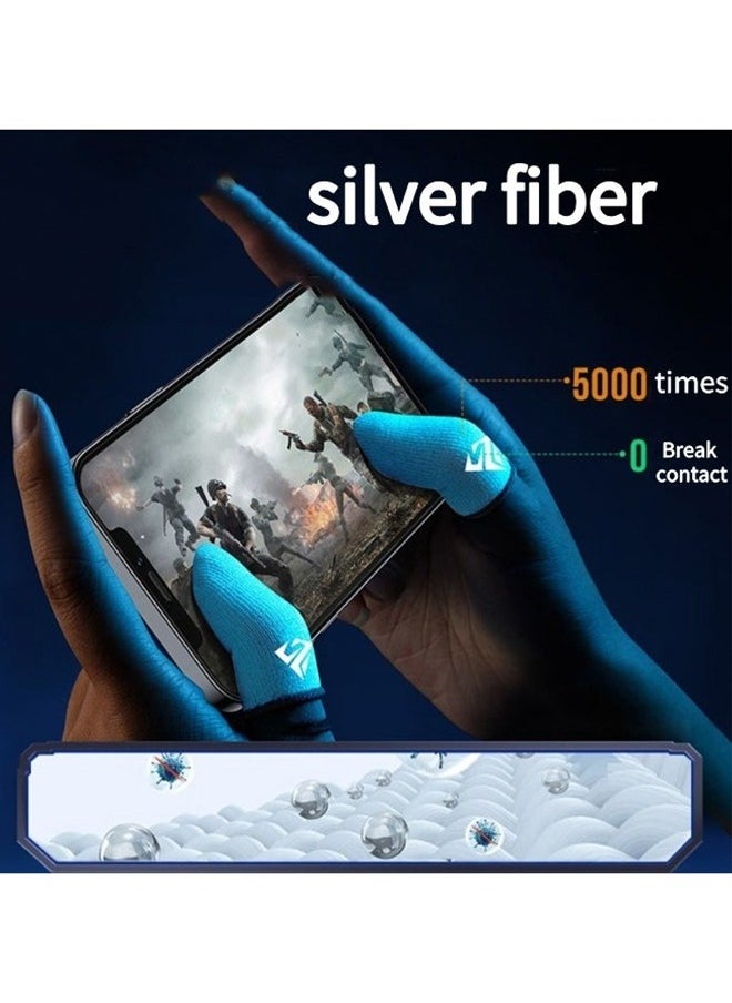 Generic 4 Pcs Cloth Mobile Gaming Finger Gloves Extremely Thin Material Zero-Contact Silver Fiber Breathable Touch Screen Gaming Finger Gloves with Storage Box White  - Image 2