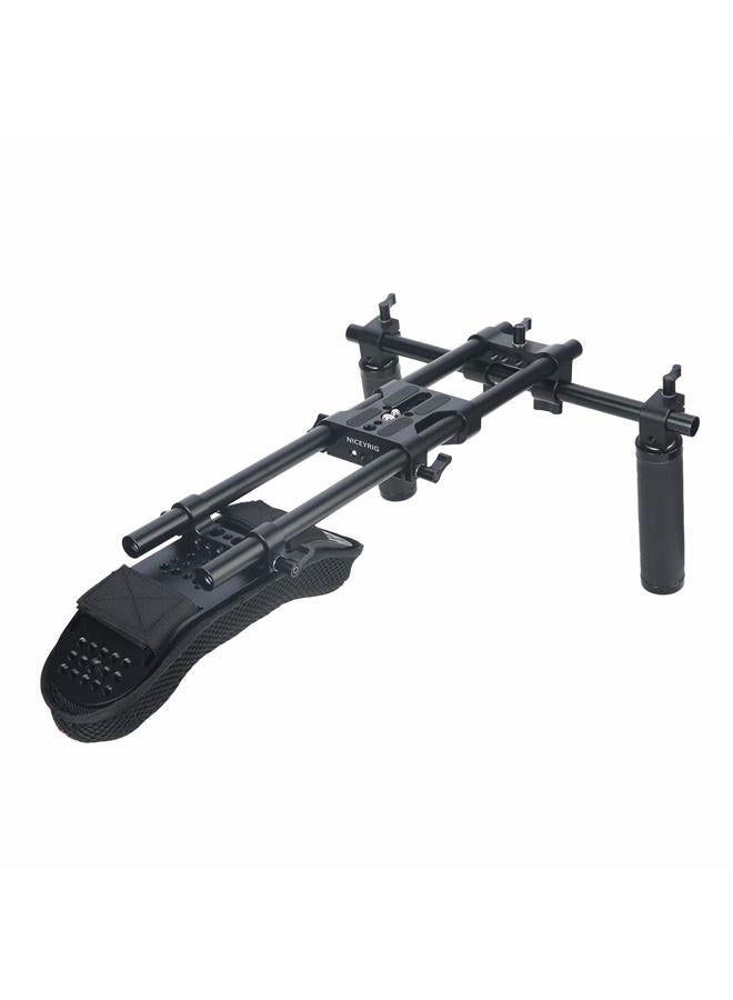 NICEYRIG 15mm Shoulder Pad Support System for DSLR Camera Cinema Camcorder, Shoulder Mount Rig with Base Plate, Aluminum Alloy 16'' 15mm Rod, Handle Set - 435 - Image 1