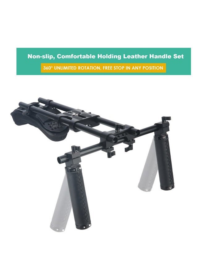 NICEYRIG 15mm Shoulder Pad Support System for DSLR Camera Cinema Camcorder, Shoulder Mount Rig with Base Plate, Aluminum Alloy 16'' 15mm Rod, Handle Set - 435 - Image 5