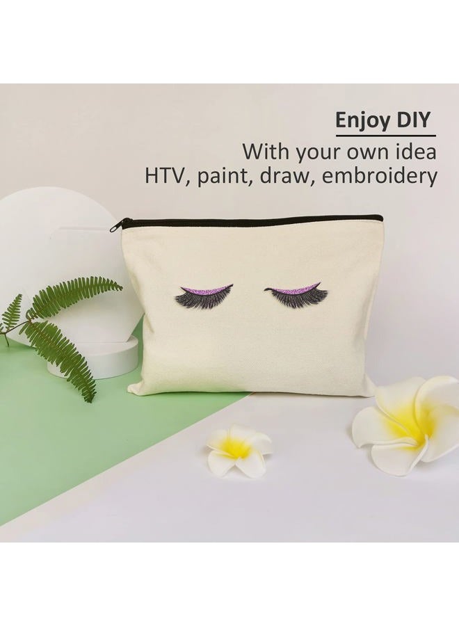 Koolmox Canvas Zipper Pouch Bulk, 20 Pack 9x7'' Large Canvas Makeup Bags Plain for Women to Personalize Decorate Tie Dye Vinyl Print into Cosmetic Bags Travel Toiletry Pouch Pen Coin Bag - Image 5