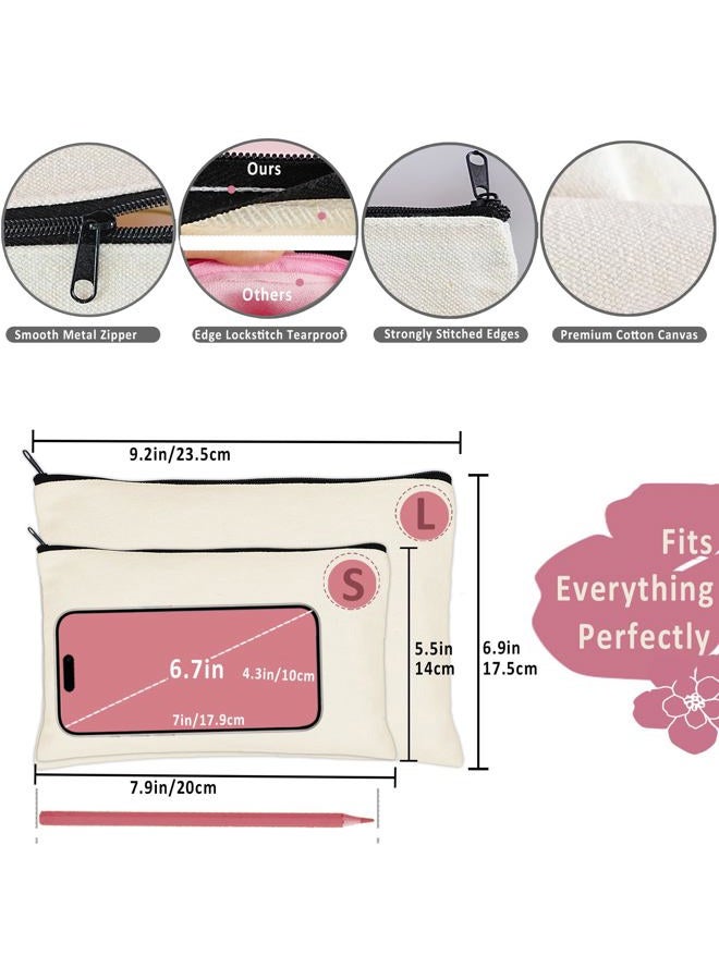 Koolmox Canvas Zipper Pouch Bulk, 20 Pack 9x7'' Large Canvas Makeup Bags Plain for Women to Personalize Decorate Tie Dye Vinyl Print into Cosmetic Bags Travel Toiletry Pouch Pen Coin Bag - Image 2