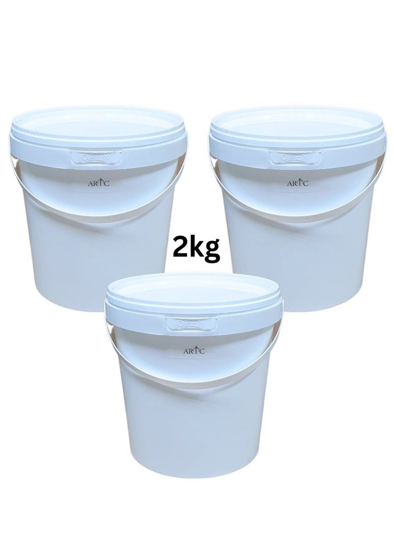 ARTC - Multipurpose 3 Pieces Set Food Grade White Plastic Yogurt Bucket PP Container With Tamper Evident Lid - Image 1